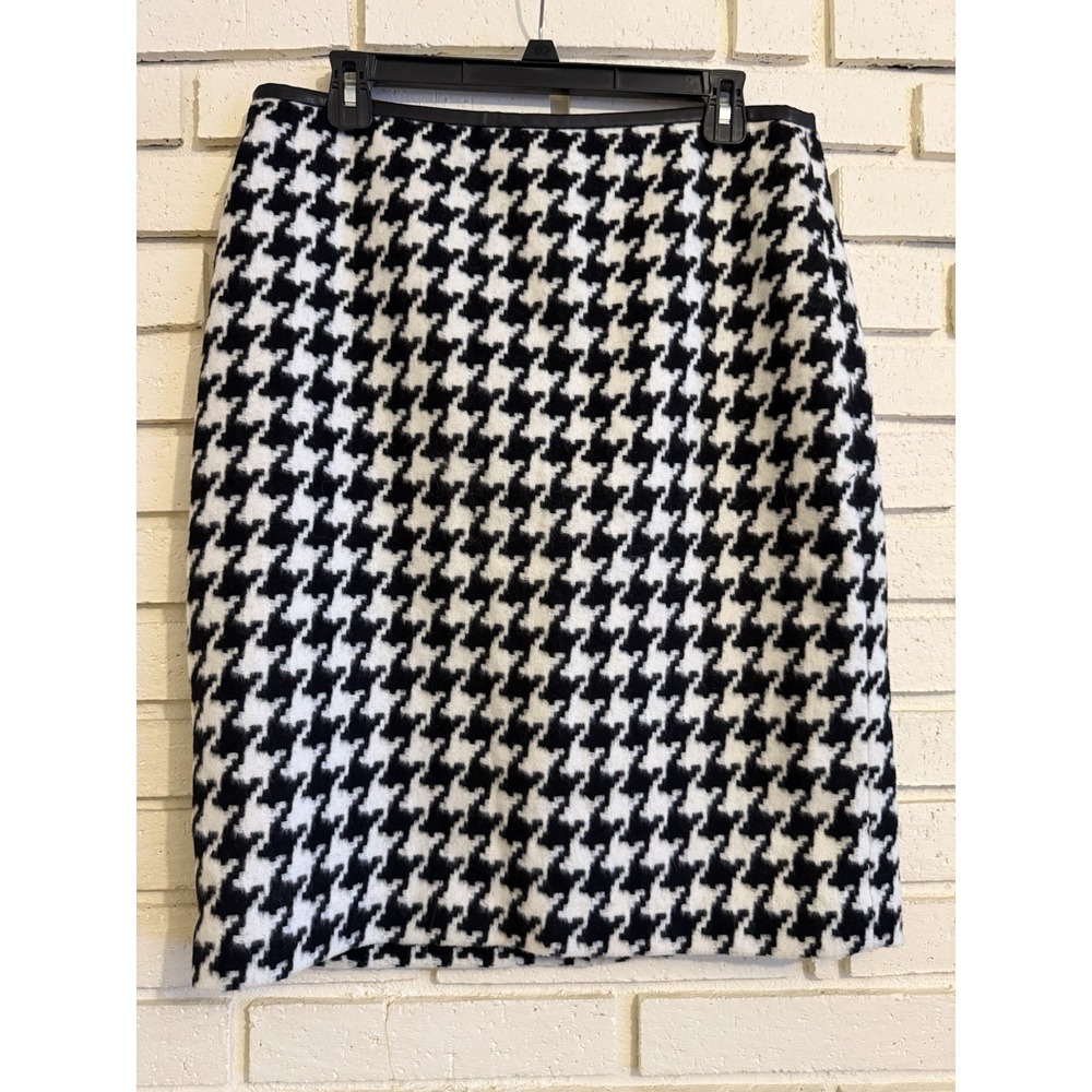Talbots NEW Houndstooth Black White Wool Blend Pencilβ Skirt Size 10 NWOT